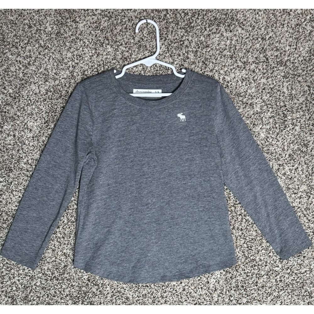 Abercrombie Kids Gray Long Sleeve Shirt 5/6 Classic Moose Logo Soft Lightweight